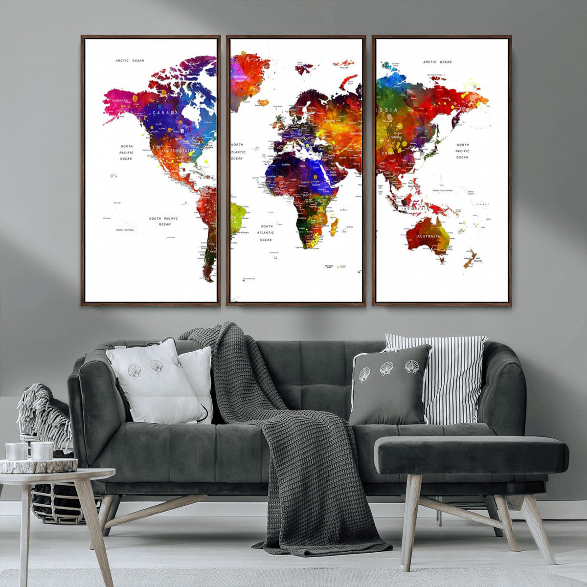 World Map Canvas Print | Detailed Map of the World Wall Art