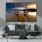 Serene Lake Pier at Sunset Canvas Print | Landscape Wall Art | Ready to Hang