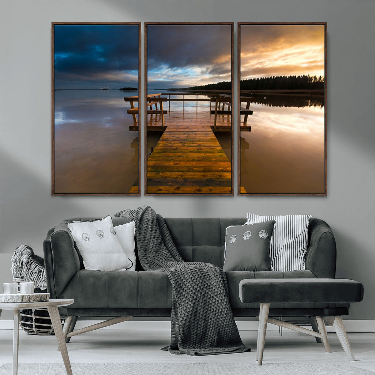 Serene Lake Pier at Sunset Canvas Print | Landscape Wall Art | Ready to Hang
