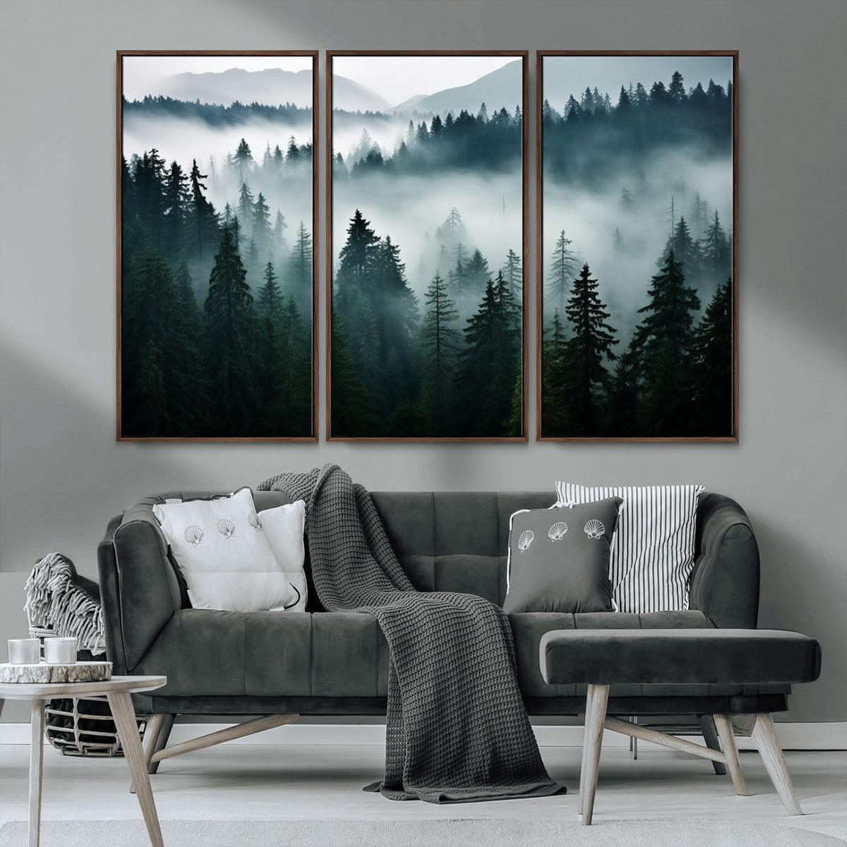 Captivating Misty Forest Wall Art Canvas, Premium Canvas Print of a Foggy and Serene Atmosphere