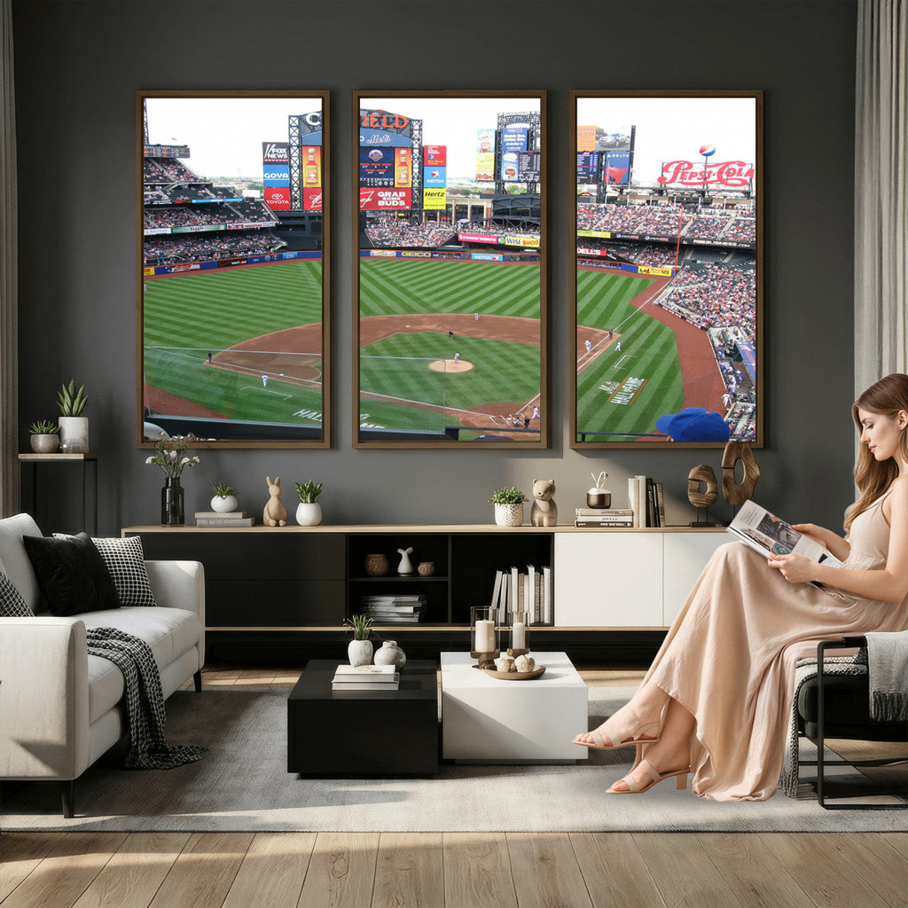 New York Mets Baseball Team Print, Citi Field Baseball Stadium Wall Art