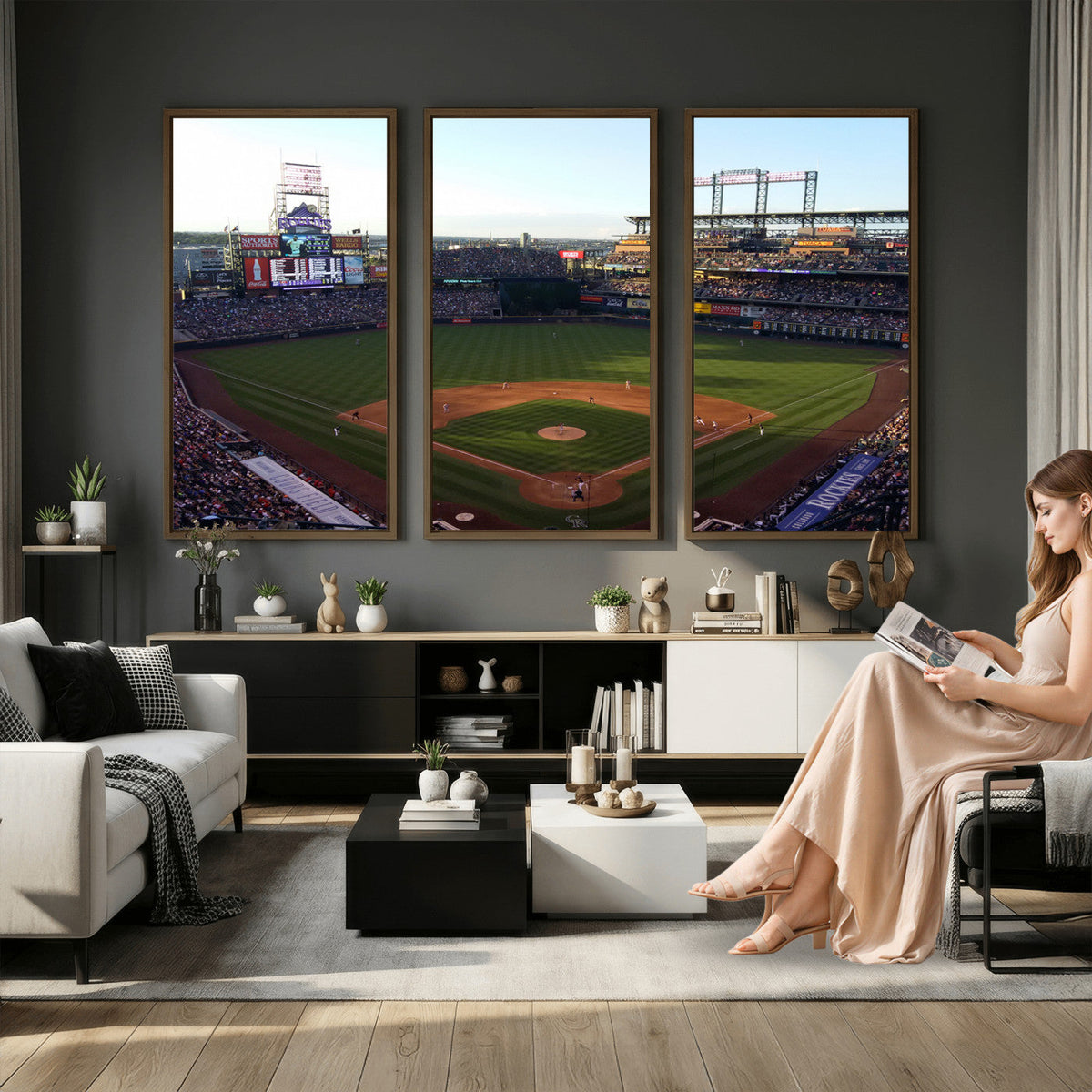 Colorado Rockies Coors Field Wall Art Canvas Print, MLB Baseball Stadium