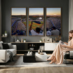 Dodger Stadium Sunset Game Triple Canvas Wall Art, Los Angeles Dodgers MLB Match