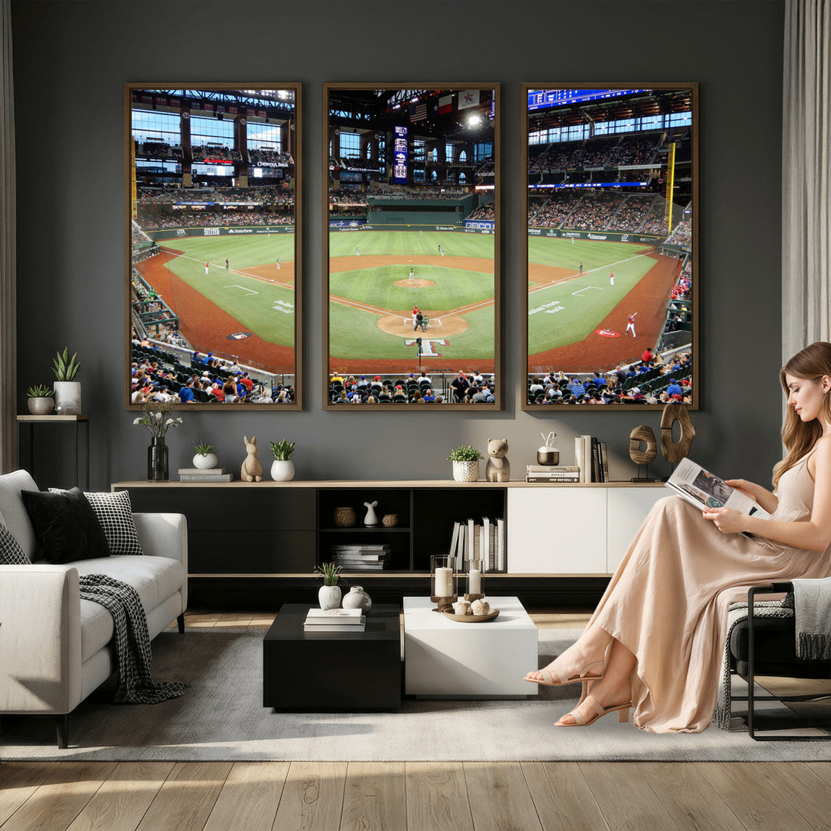Texas Rangers Baseball Team Print, Arlington Globe Life Field Stadium Wall Art