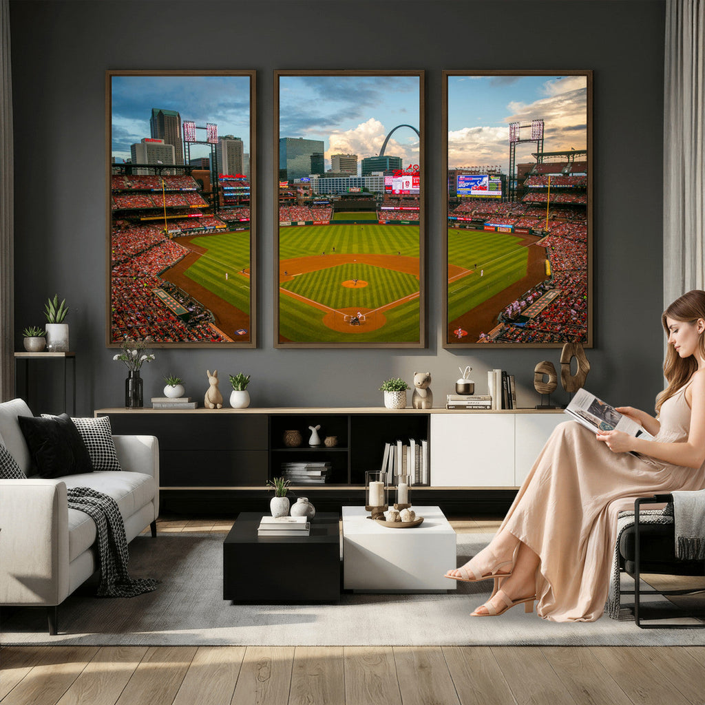 St. Louis Cardinals Baseball Team Print, Busch Stadium Wall Art, Framed and Ready to Hang