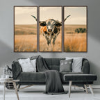 Texas Cow Wall Art Canvas Print for Farm House Wall Decor