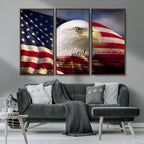 American Flag Eagle Symbol Wall Art Canvas Print, Patriotic American Flag Eagle Wall Art