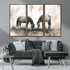 Chinese Ink Style Vintage Horses Wall Art Canvas Print