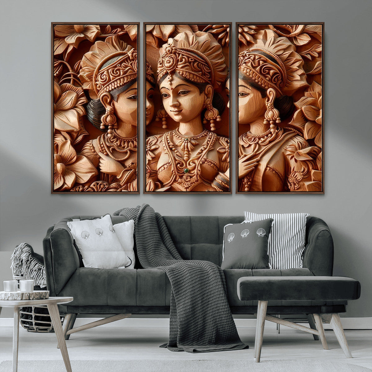 Indian Woman Statue Wall Art Canvas Print
