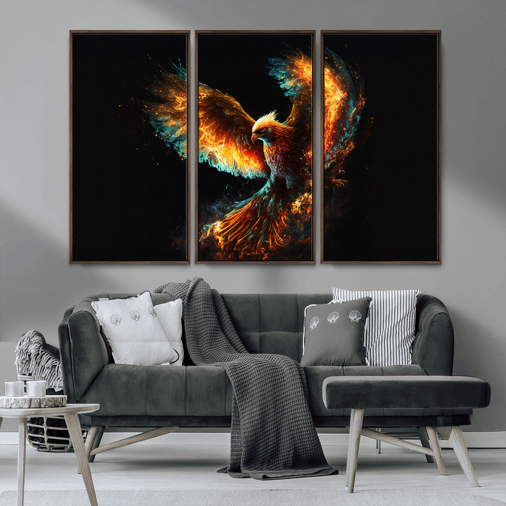 Fiery Phoenix Canvas Print | Ready to Hang Wall Art | Bold Fantasy Decor