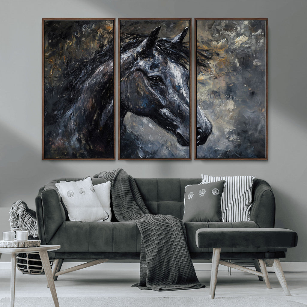 Large Abstract Horse Wall Art Canvas Print, Farmhouse Wall Art