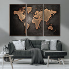 World Map Canvas Print | Framed Travel Map Wall Art for Couples