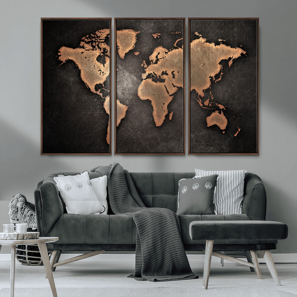 World Map Canvas Print | Framed Travel Map Wall Art for Couples