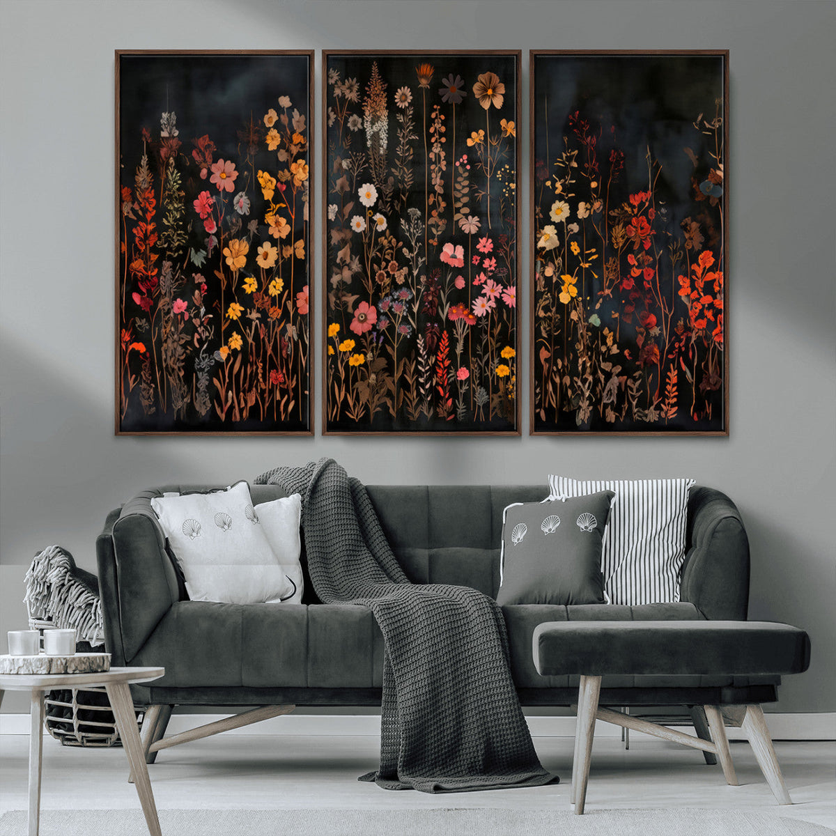Large Floral Painting Print Illustration Flowers Canvas Wall Art