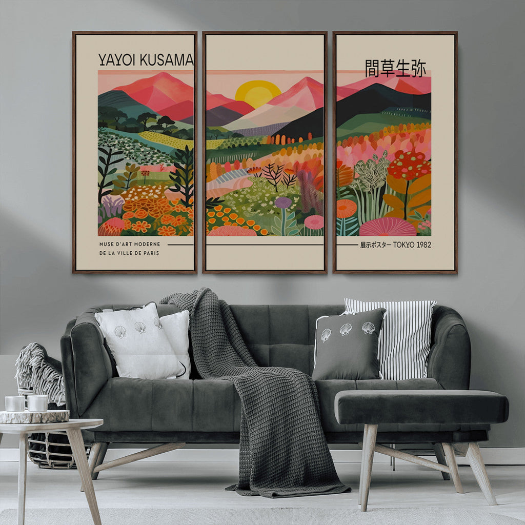 Yayoi Kusama 1986 Wall Art Print, Wabi Sabi Japanese Vibrant Abstract Landscape Canvas