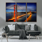Large Wall Art San Francisco Canvas Print - Wonderful Golden Gate Bridge at Twilight