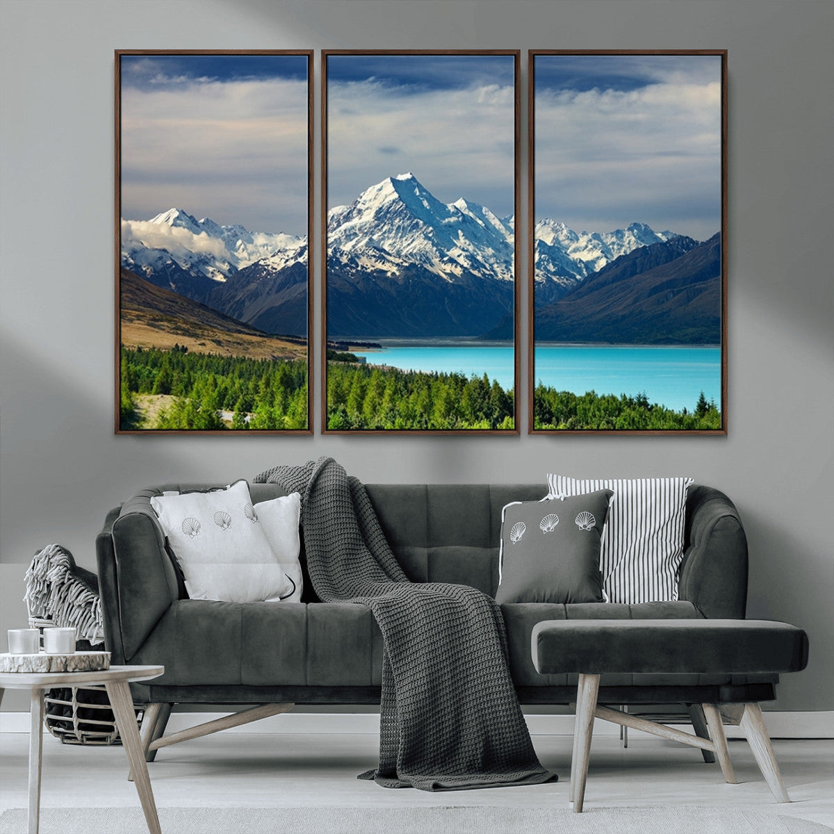 Mount Cook and Lake Pukaki Canvas Wall Art Print | Majestic Snow Capped Peaks