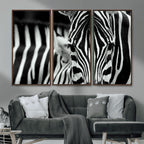 Zebra Wall Art | Zebra Close Up Canvas Print | Framed Black and White Wildlife
