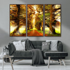 Sunshine in Forest and Trees Wall Art Canvas Print