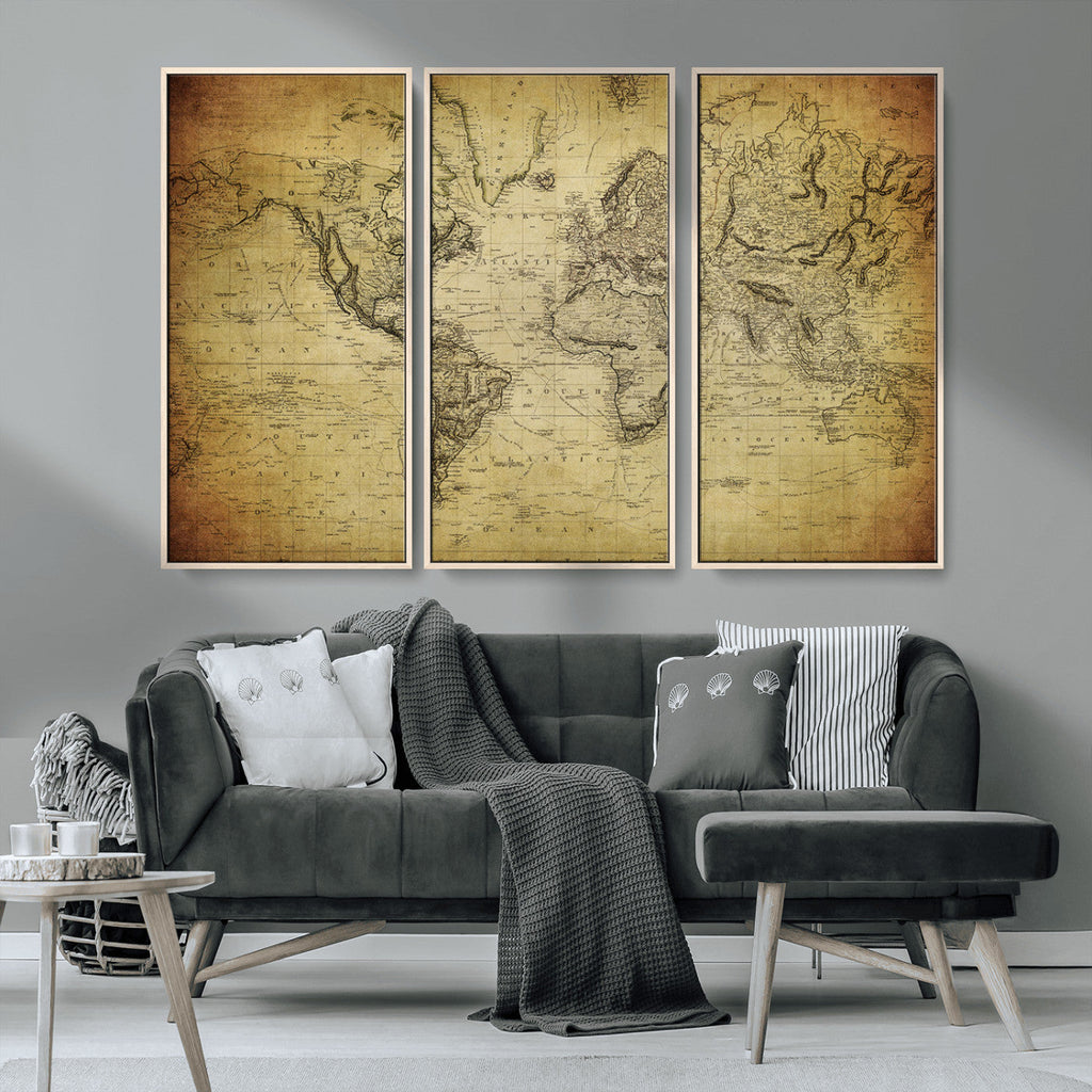 Push Pin World Map Canvas Print | Travel Tracker Wall Art
