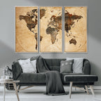 Push Pin World Map Canvas Print | Framed Travel Tracker Wall Art