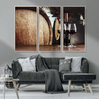 Wine and Barrel Wall Art Canvas Print