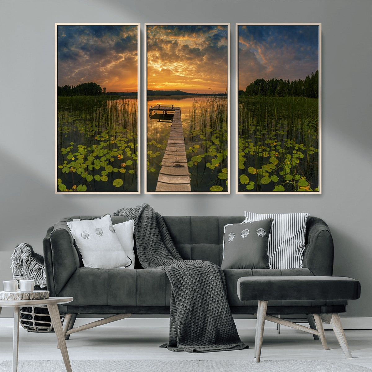 Lake and Flower Wall Art Canvas Print