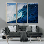 Ocean Wave at Sunset Canvas Art, Large Wall Print of Vibrant Water Waves