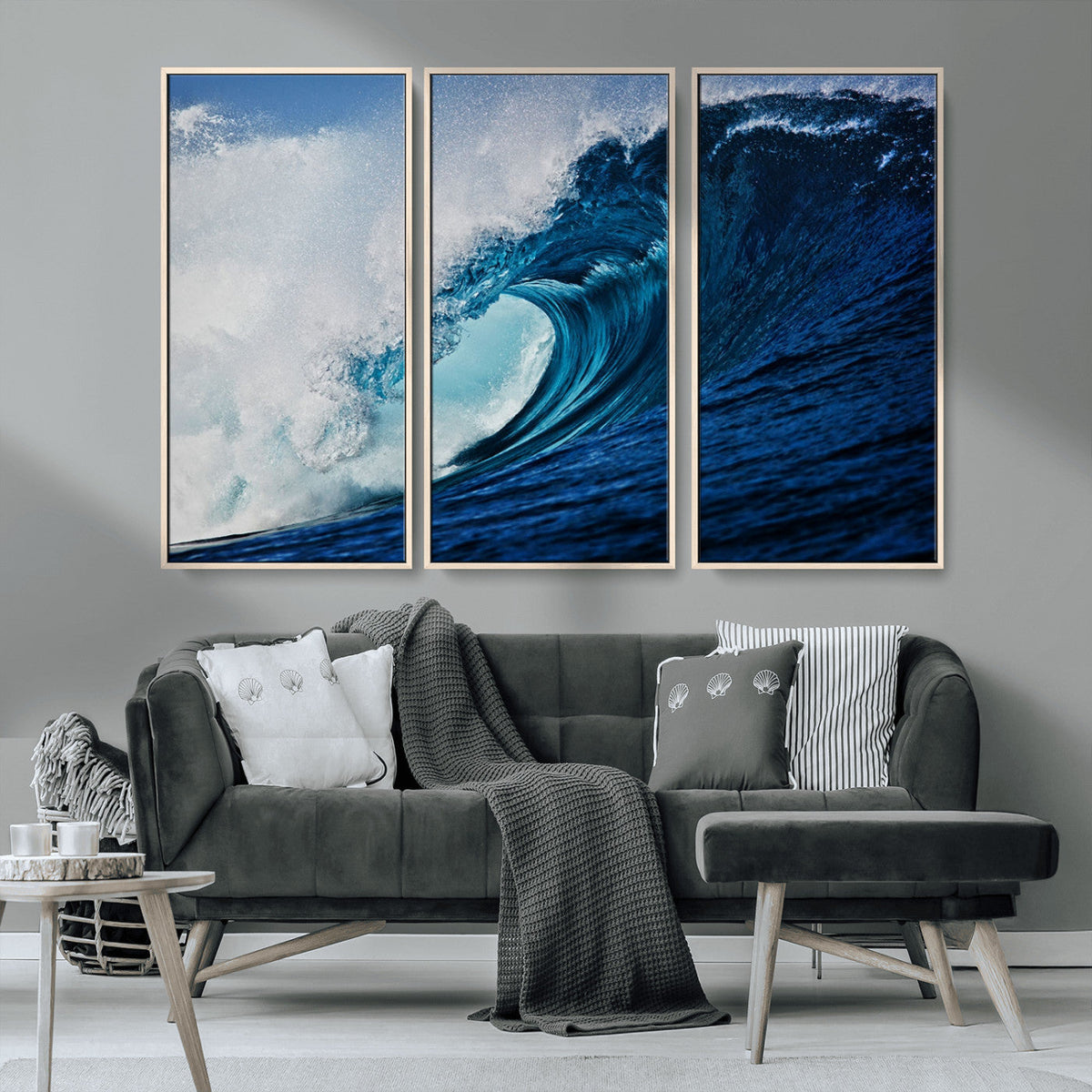 Ocean Wave at Sunset Canvas Art, Large Wall Print of Vibrant Water Waves