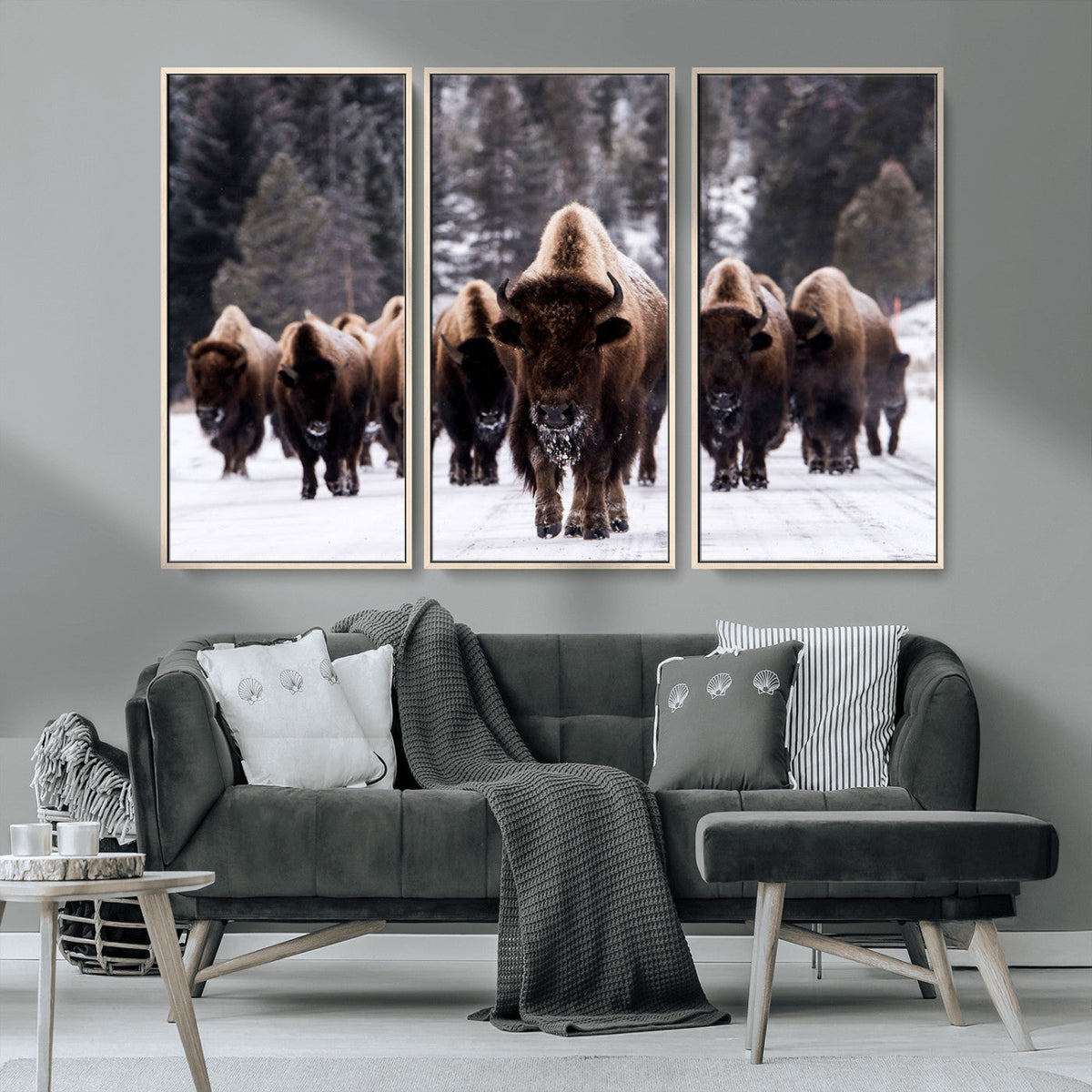 Bison Wall Art Canvas Print, Bison Herd Canvas Wall Art