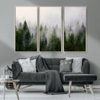Forest Wall Art Canvas Print | Foggy Forest Wall Art | Pine Wood Forest Print