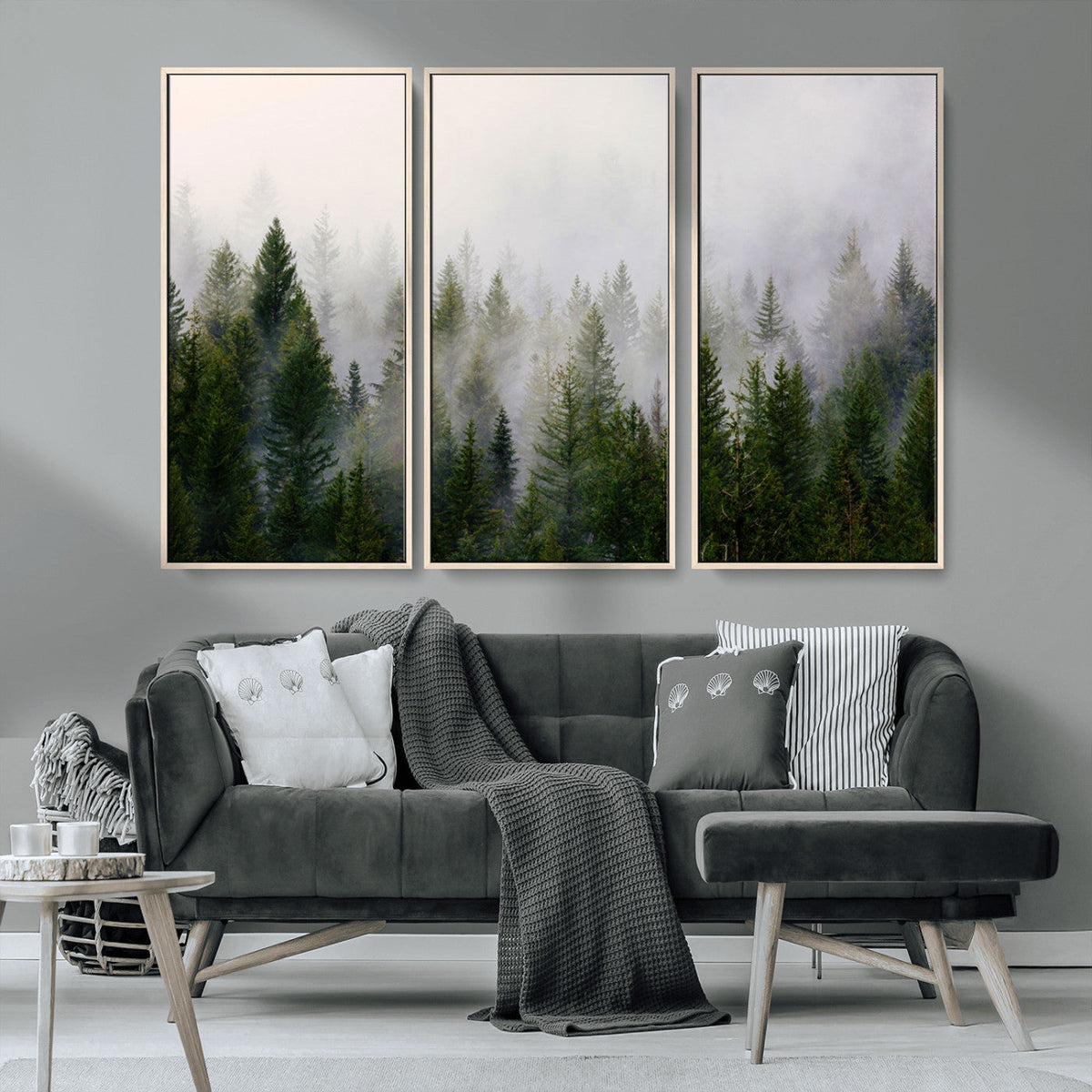 Forest Wall Art Canvas Print | Foggy Forest Wall Art | Pine Wood Forest Print