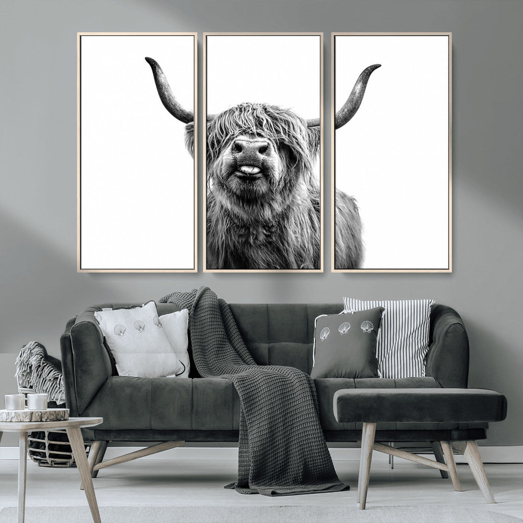 Fanny Scottish Highland Cow Cattle Art Print Farmhouse Wall Art Canvas Print