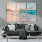 Beach Wall Art, Stunning Ocean Sunset Canvas Print with Coastal Design for Relaxing Home Decor