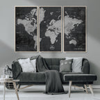 World Map Canvas Print, Detailed Map of the World Wall Art for Home or Office