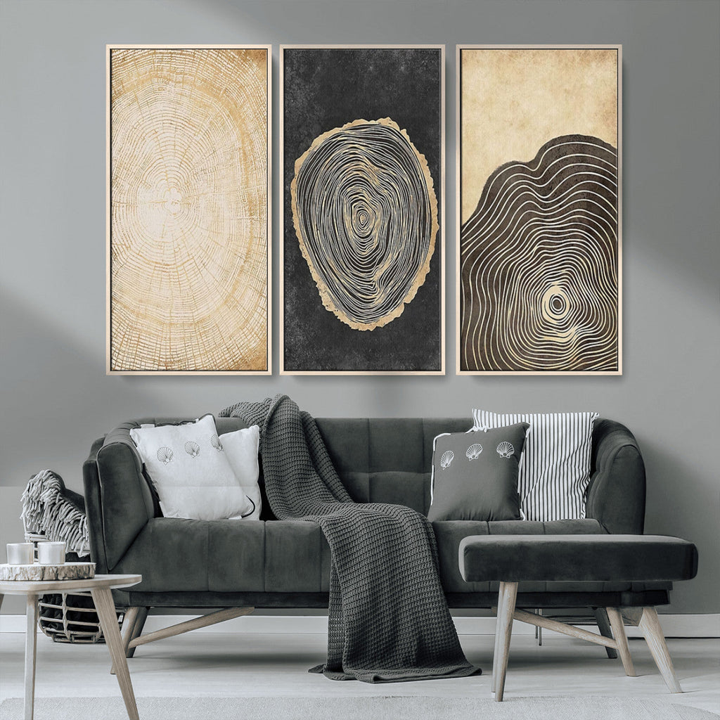 Tree Rings Canvas Wall Art Print, Minimalist Natural History in Modern Decor