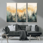 Abstract Forest Print | Mountain Wall Art | Autumn Landscape Canvas Print