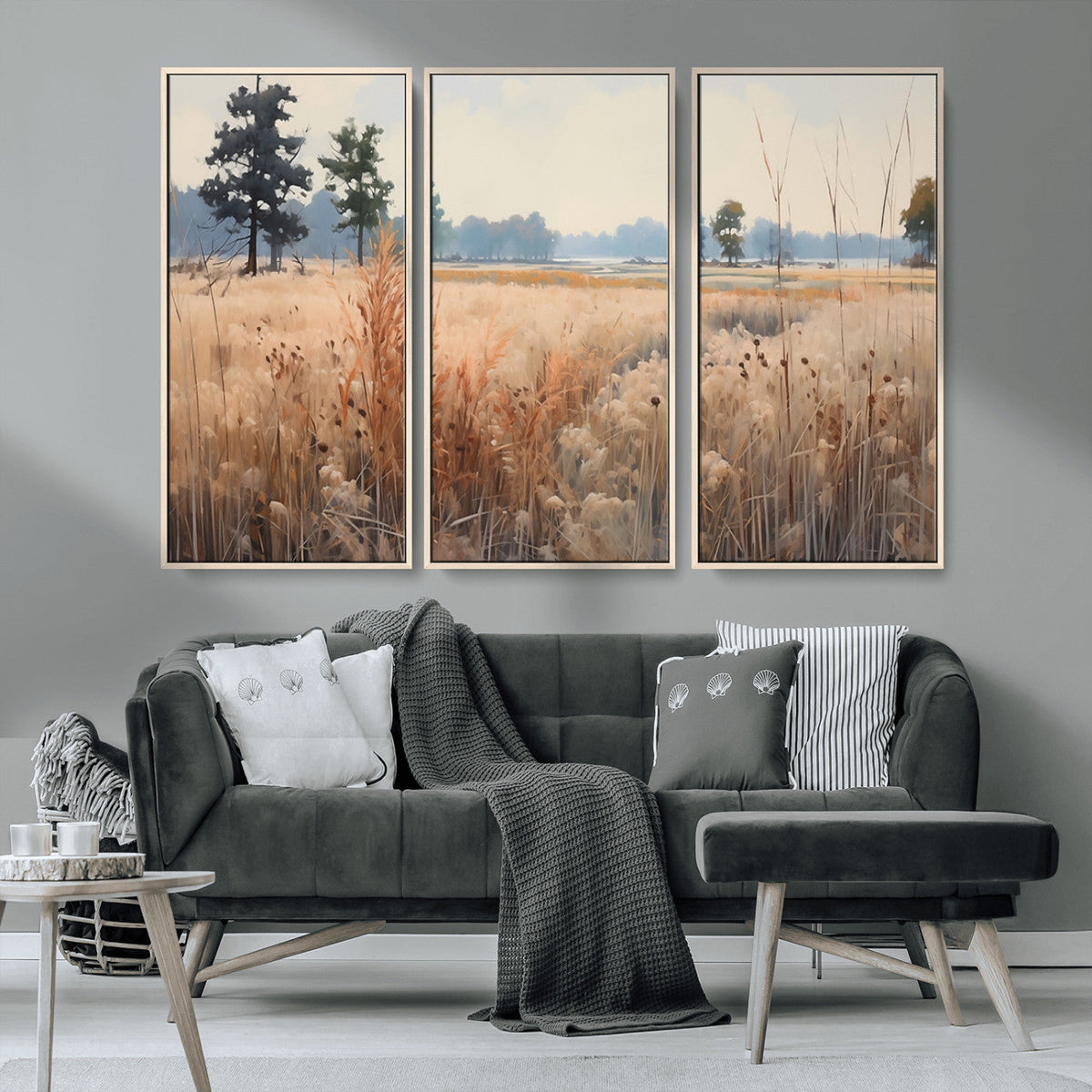 Golden Fields Canvas Wall Art Print | Serene Minimalist Landscape for Modern Decor