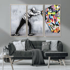 Banksy Art Behind the Curtain Street Wall Art Canvas Print | Urban Graffiti Style Wall Decor