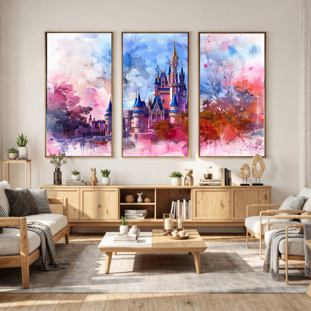 Disney Wall Art: Dreamy Watercolor Cinderella Castle Canvas Print