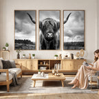 Scottish Cow Wall Art Canvas Print, Longhorn Wall Art