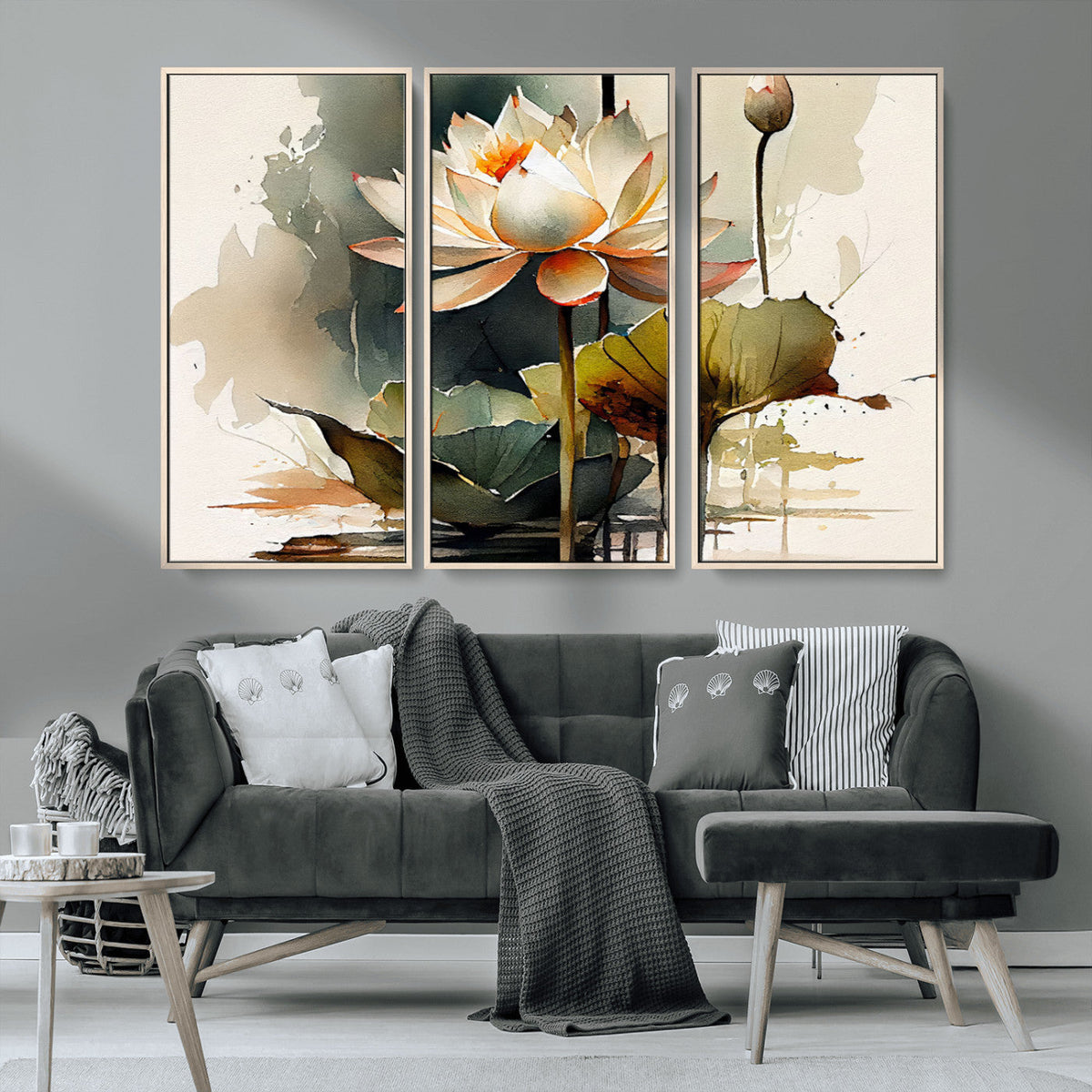 Lotus Flower Watercolor Canvas Print | A Symbol of Serenity and Growth in Soft Watercolors