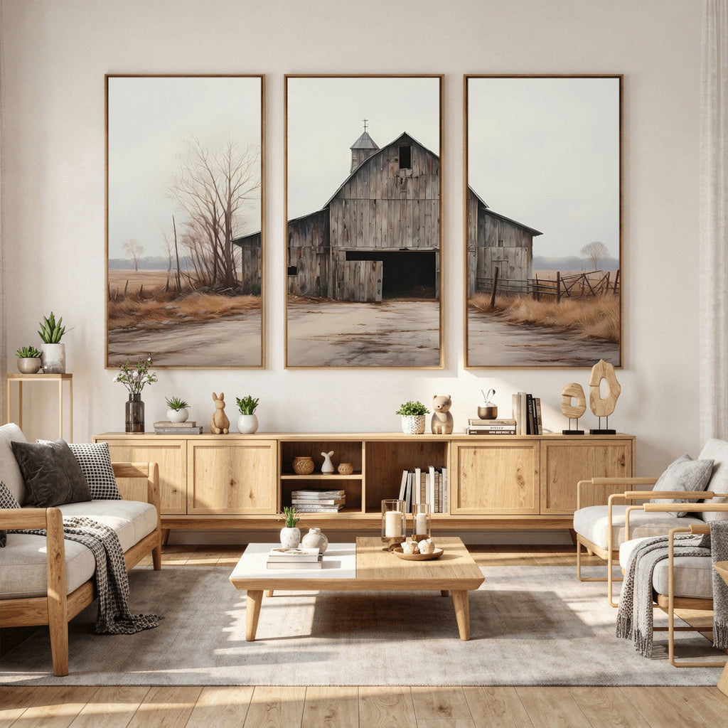Farmhouse Rustic Barn Wall Art Canvas Print, Framed and Ready to Hang