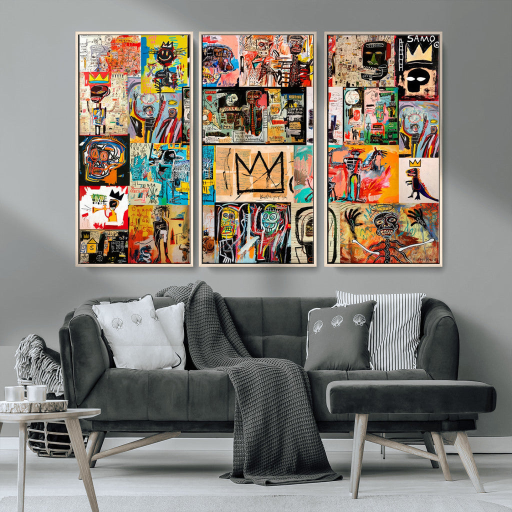 Abstract Art Collage Wall Art Canvas Print, Urban Graffiti Style
