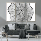 Rustic Tree Ring Wall Art Canvas Print, Framed and Ready to Hang