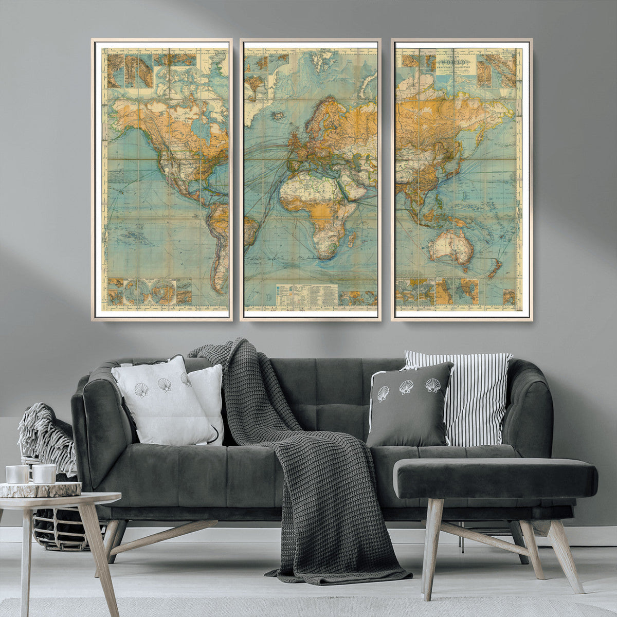Push Pin World Map Canvas Print | Travel Tracker Wall Art for Couples