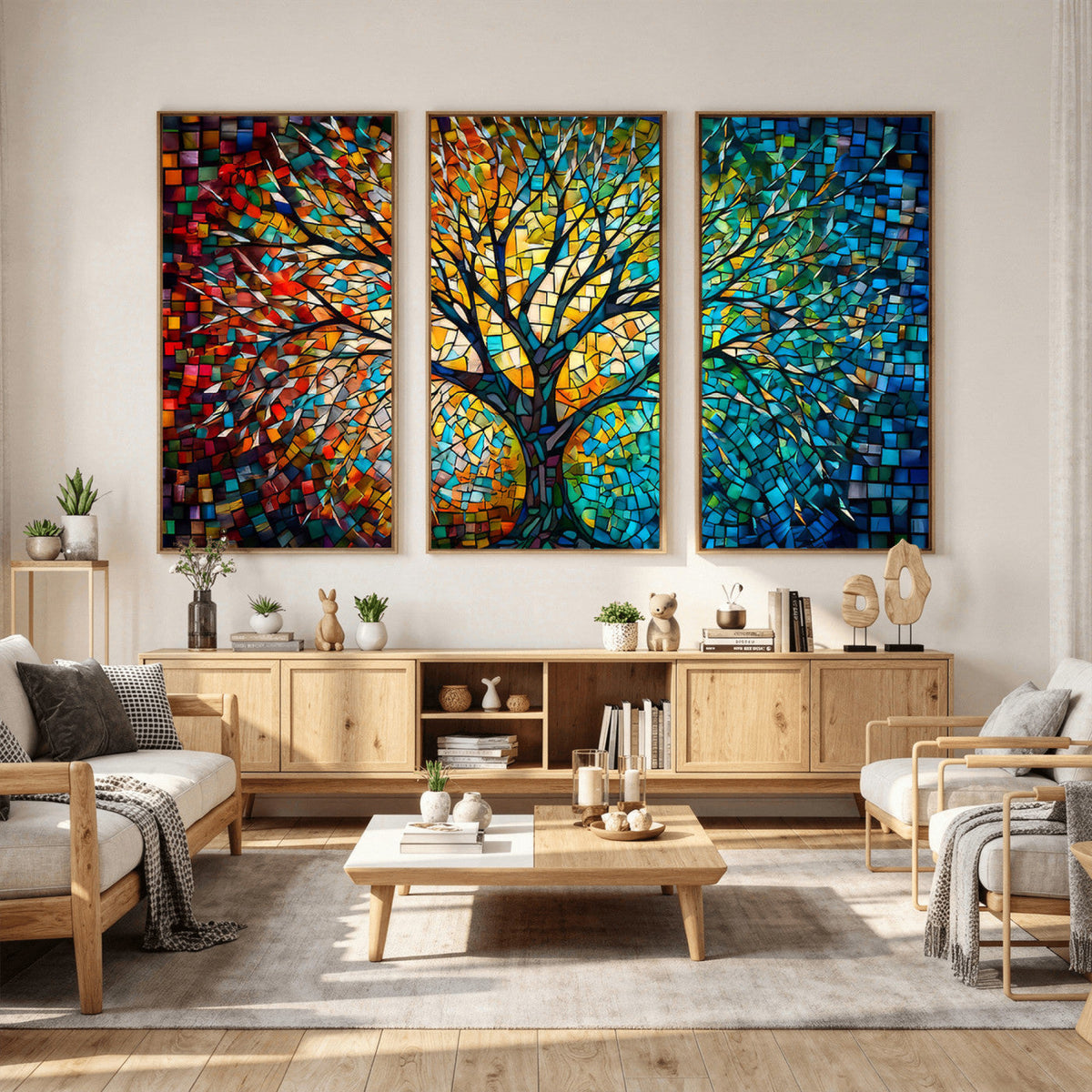 Yggdrasil Tree of Life Wall Art Print | Mosaic Style Canvas Wall Art