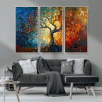 Yggdrasil Tree of Life Mosaic Stained Glass Wall Art Canvas Print
