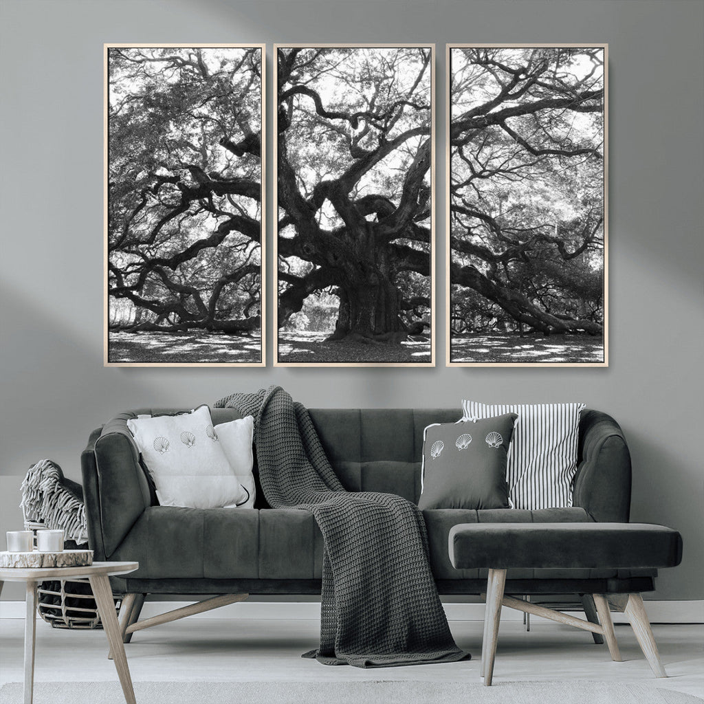 Ancient Oak Wall Art Canvas Print | Gnarled Tree with Twisted Branches