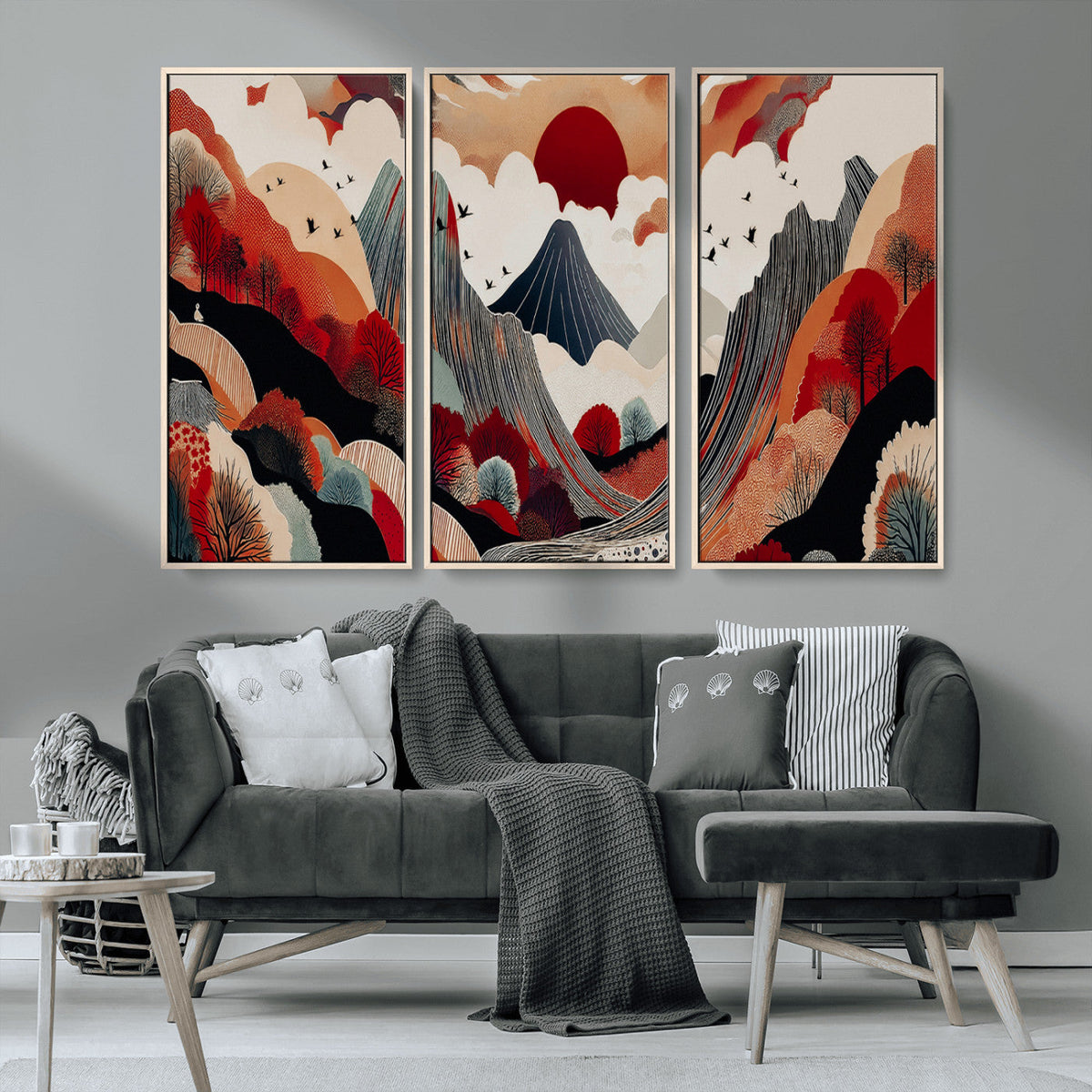 Abstract Mountain Wall Art Canvas Print | Vibrant Stylized Landscape